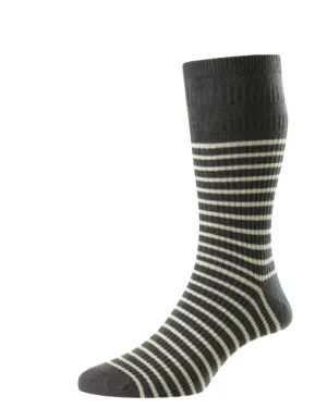HJ Hall Streifen Baumwolle Softop Socken HJ Accessoires