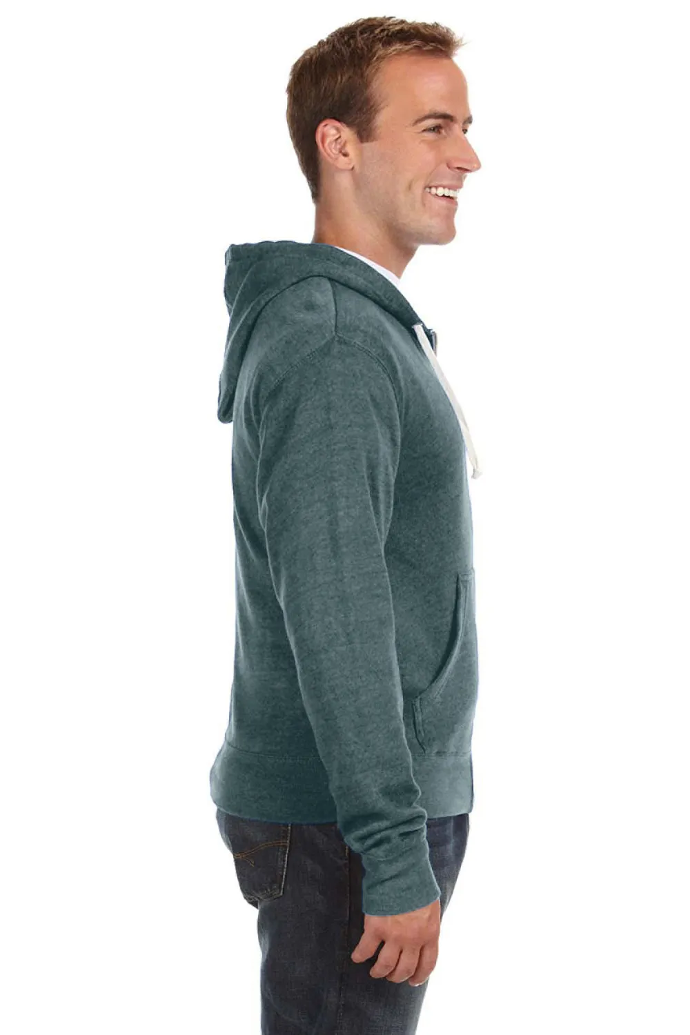 J America Herren Fleece Kapuzenpullover mit Reißverschluss und Taschen - Marineblau