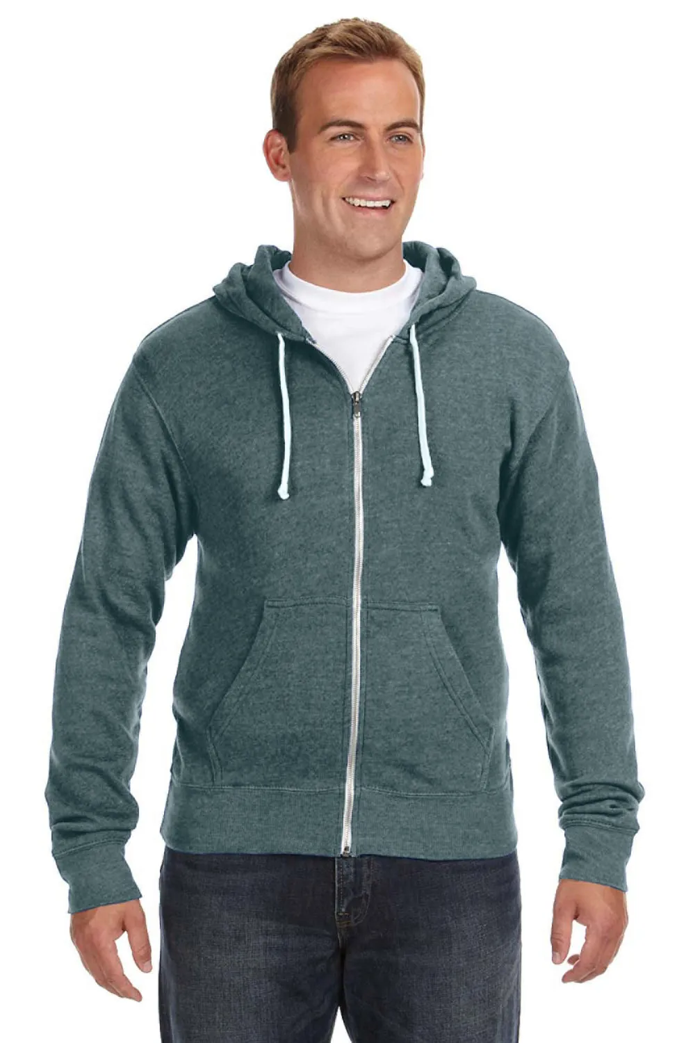 J America Herren Fleece Kapuzenpullover mit Reißverschluss und Taschen - Marineblau