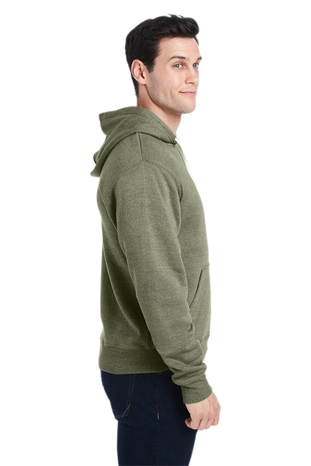 J America Herren Fleece Kapuzenpullover mit Kangaroo-Tasche - Olivgrün