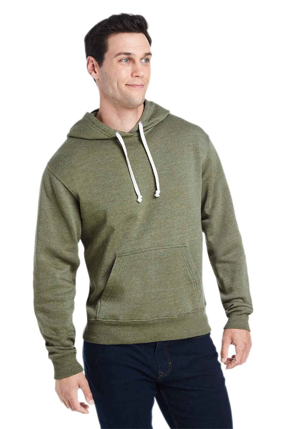 J America Herren Fleece Kapuzenpullover mit Kangaroo-Tasche - Olivgrün