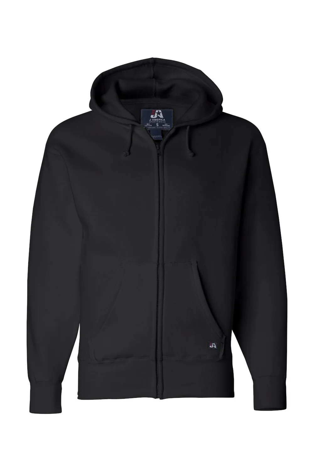 J America Herren Premium Fleece Full-Zip Kapuzenpullover mit Taschen - Schwarz