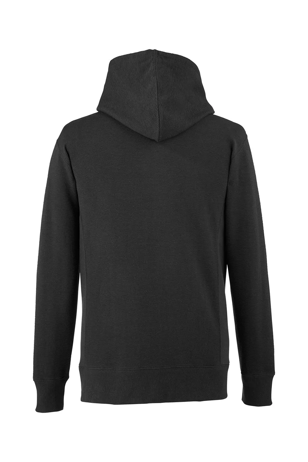 J America Herren Rippe-Fleece Kapuzenpullover Hoodie mit Beuteltasche - Schwarz