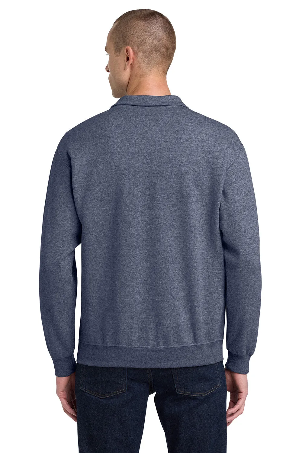 Jerzees Herren NuBlend pillingresistente Fleece 1/4-Zip Sweatshirt - Vintage Heather Marineblau