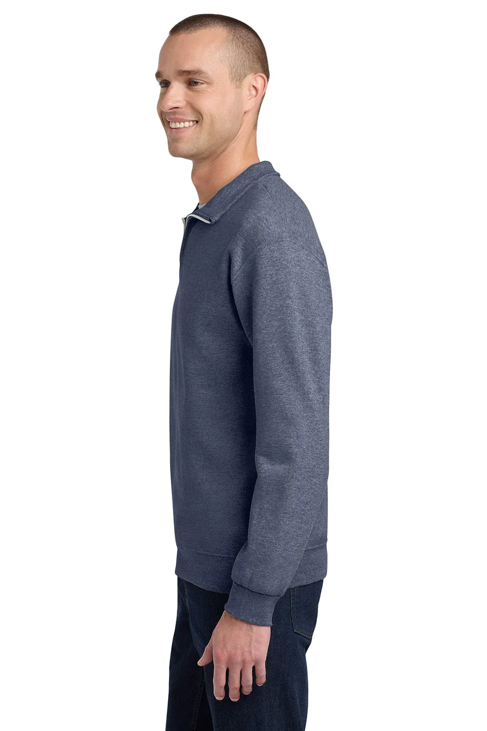 Jerzees Herren NuBlend pillingresistente Fleece 1/4-Zip Sweatshirt - Vintage Heather Marineblau