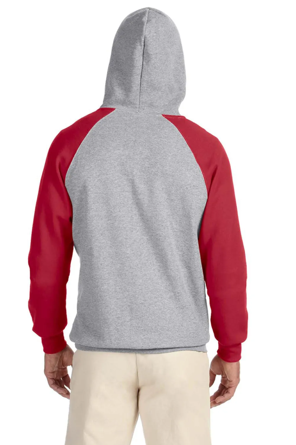 Jerzees Herren NuBlend pillingresistente Fleece Kapuzenpullover Hoodie mit Beuteltasche - Oxford Grau/Echtes Rot