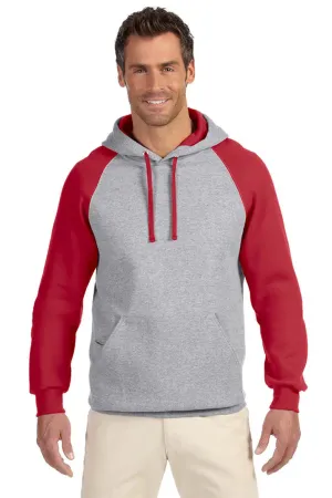 Jerzees Herren NuBlend pillingresistente Fleece Kapuzenpullover Hoodie mit Beuteltasche - Oxford Grau/Echtes Rot