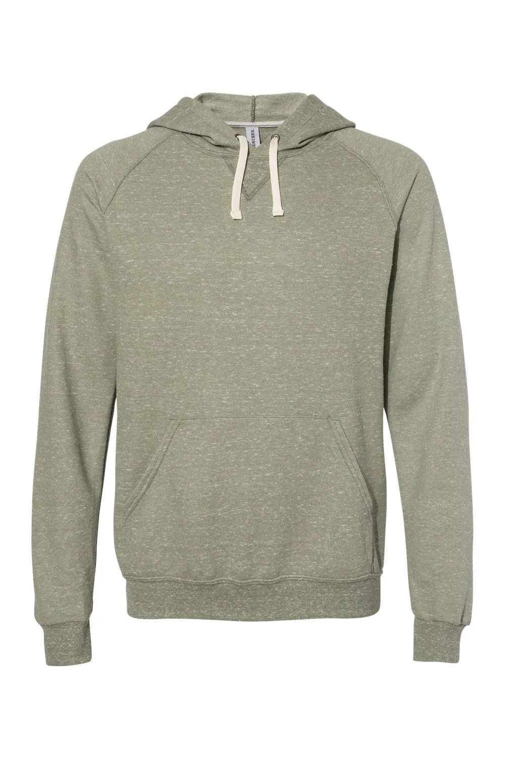 Jerzees Herren Vintage Schnee French Terry Kapuzenpullover Hoodie mit Beuteltasche - Heather Militärgrün