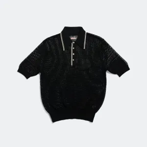 Kapital Clothing 12G Mesh Strick CAROL Polo - Schwarz