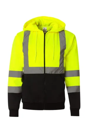 Kishigo Herren Hi-Vis Kapuzenpullover mit Reißverschluss und Taschen - Limettengrün