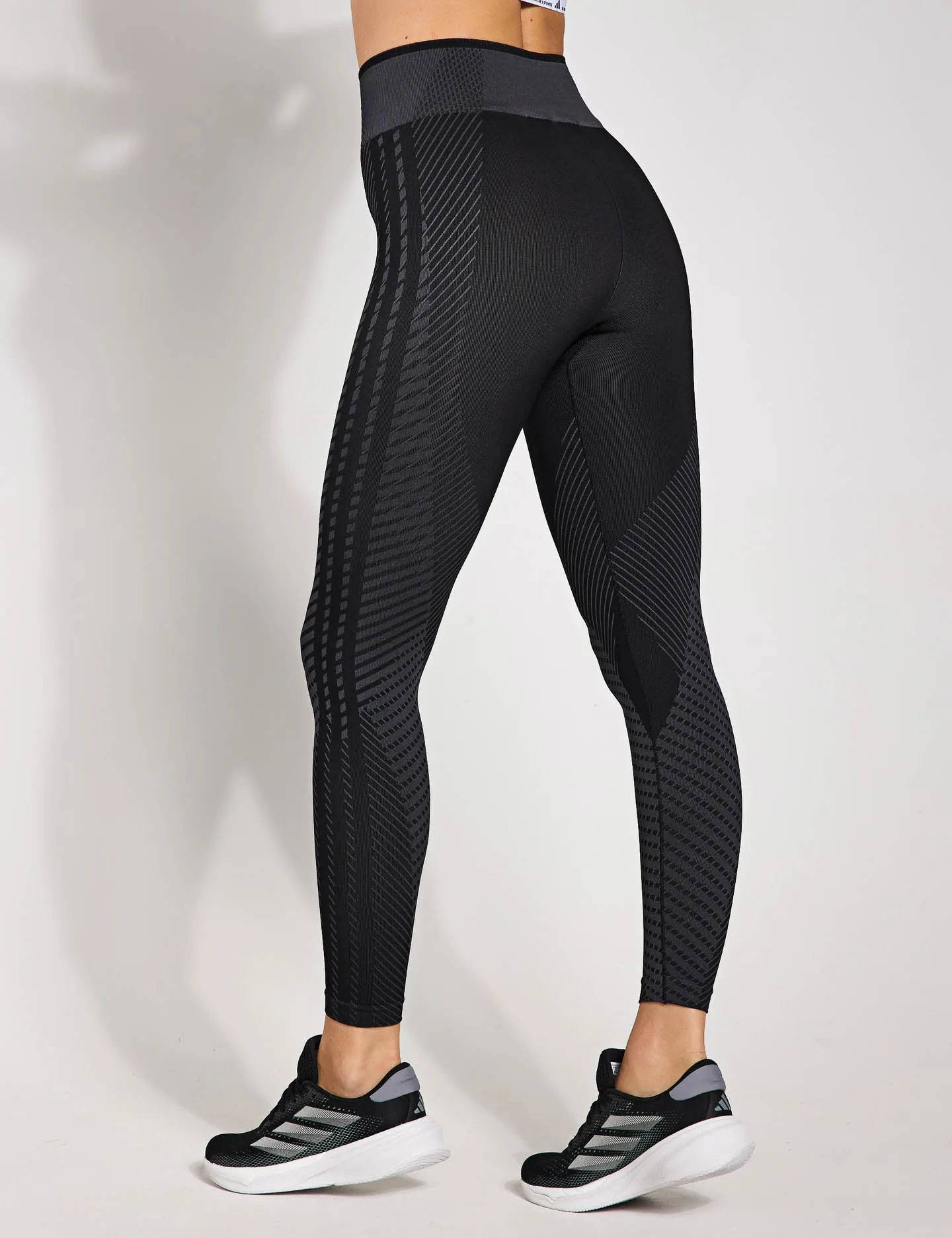 Gestrickte 7/8-Trainingsleggings - Schwarz/Grau Sechs