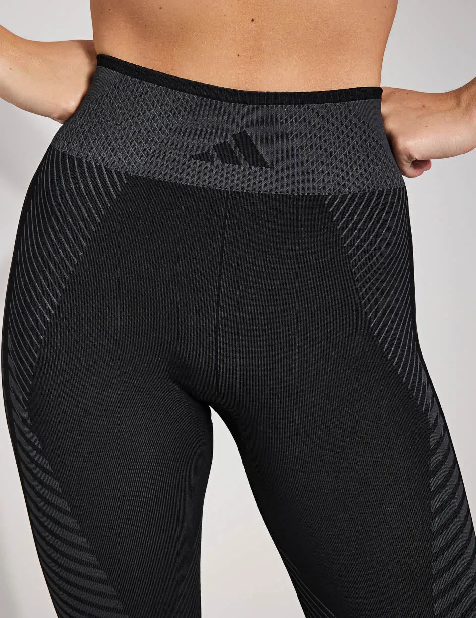 Gestrickte 7/8-Trainingsleggings - Schwarz/Grau Sechs