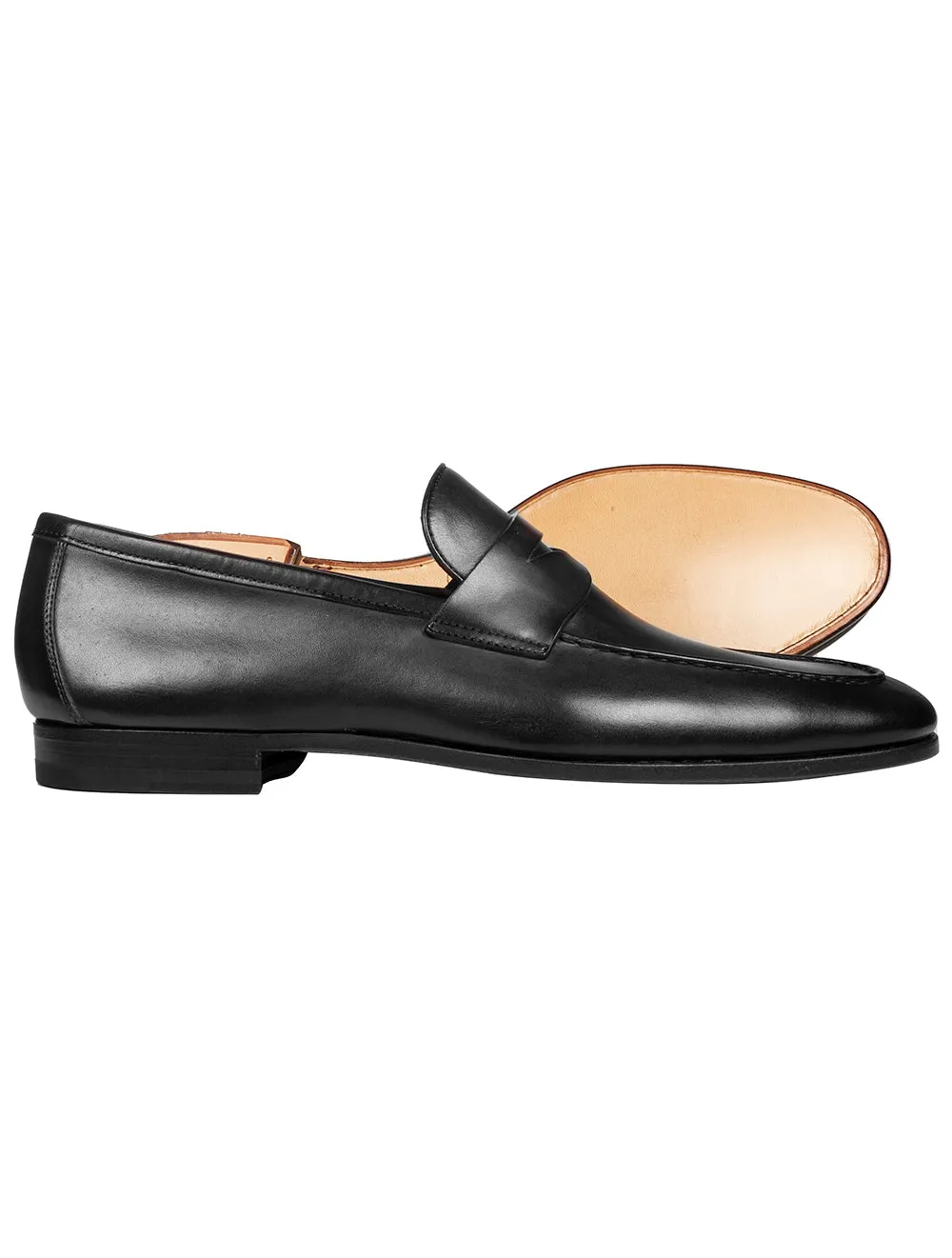 Schwarze Lederschlupfschuhe