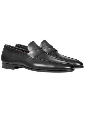 Schwarze Lederschlupfschuhe