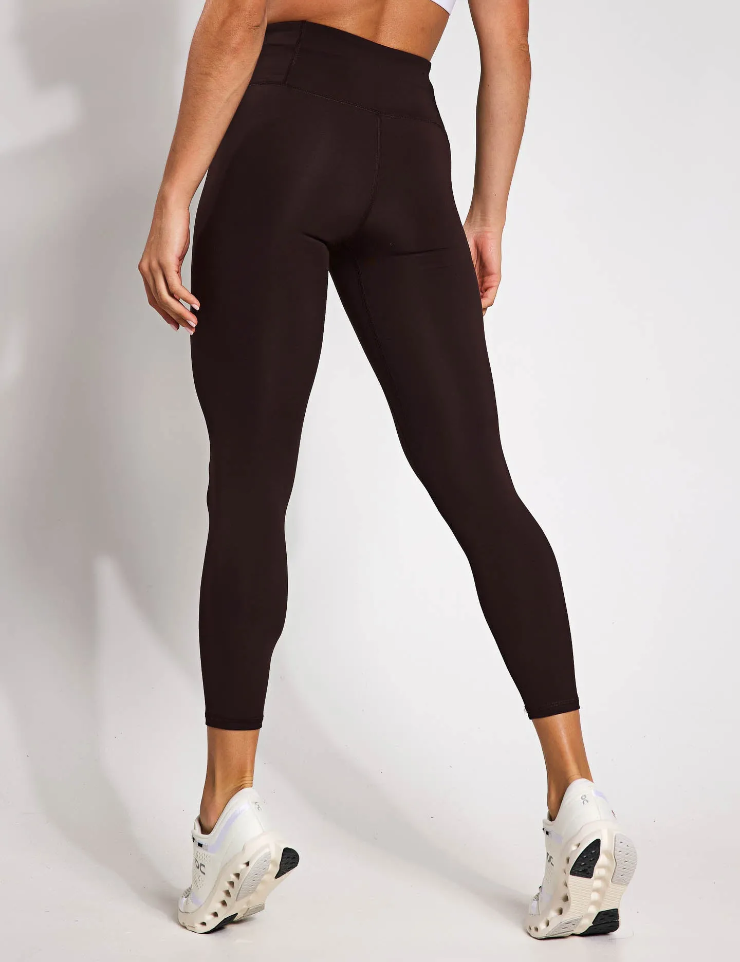 Bewegungs-Leggings mit Knöchelband - Brauner Obsidian/Weiß