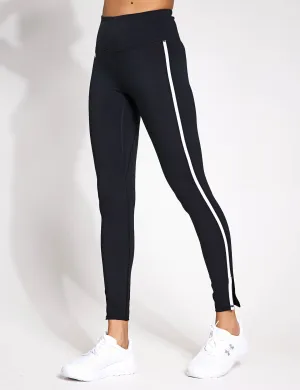 Bewegungs-Piped-Leggings - Schwarz/Weiß