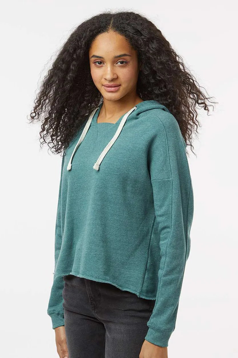 MV Sport Damen Angel Fleece Crop Kapuzenpullover Hoodie - Stockenten Grün