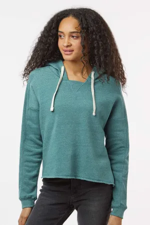 MV Sport Damen Angel Fleece Crop Kapuzenpullover Hoodie - Stockenten Grün