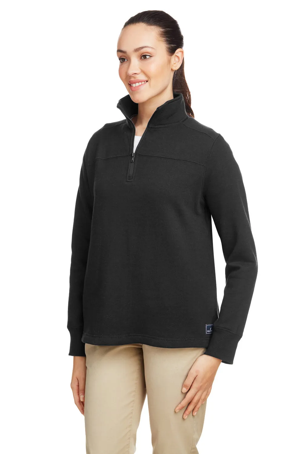 Nautica Damen Anchor Fleece 1/4 Zip Sweatshirt - Schwarz