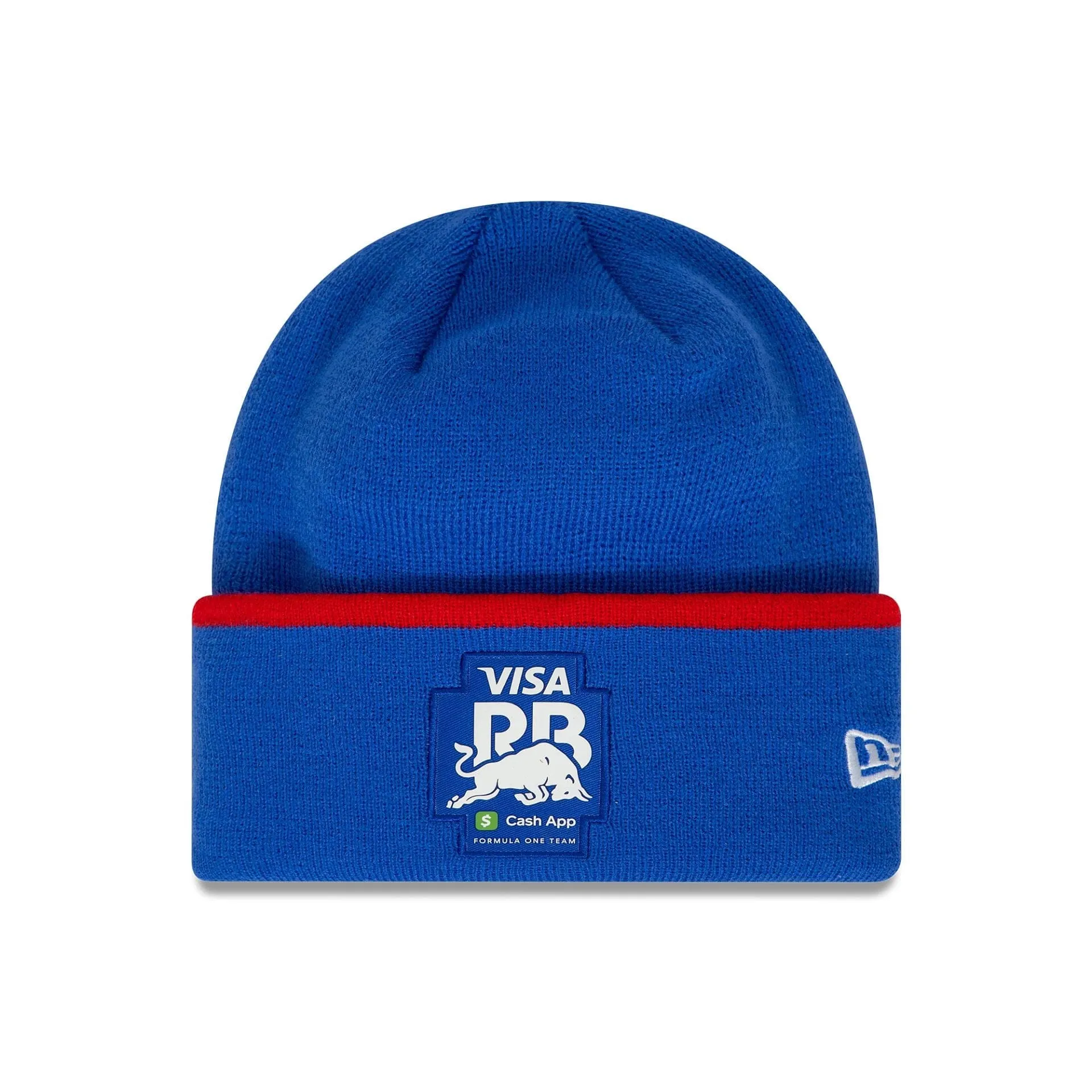 New Era Beanie Mütze Visa Cash App Racing Bulls Logo Dunkelblau Weite Bündchen Strickmütze