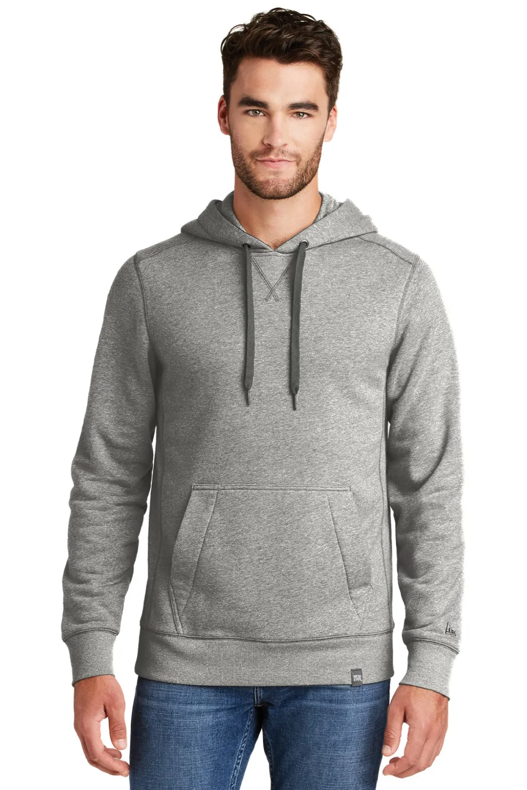 New Era Herren French Terry Kapuzenpullover mit Kangaroo-Tasche - Hell Graphitgrau Twist