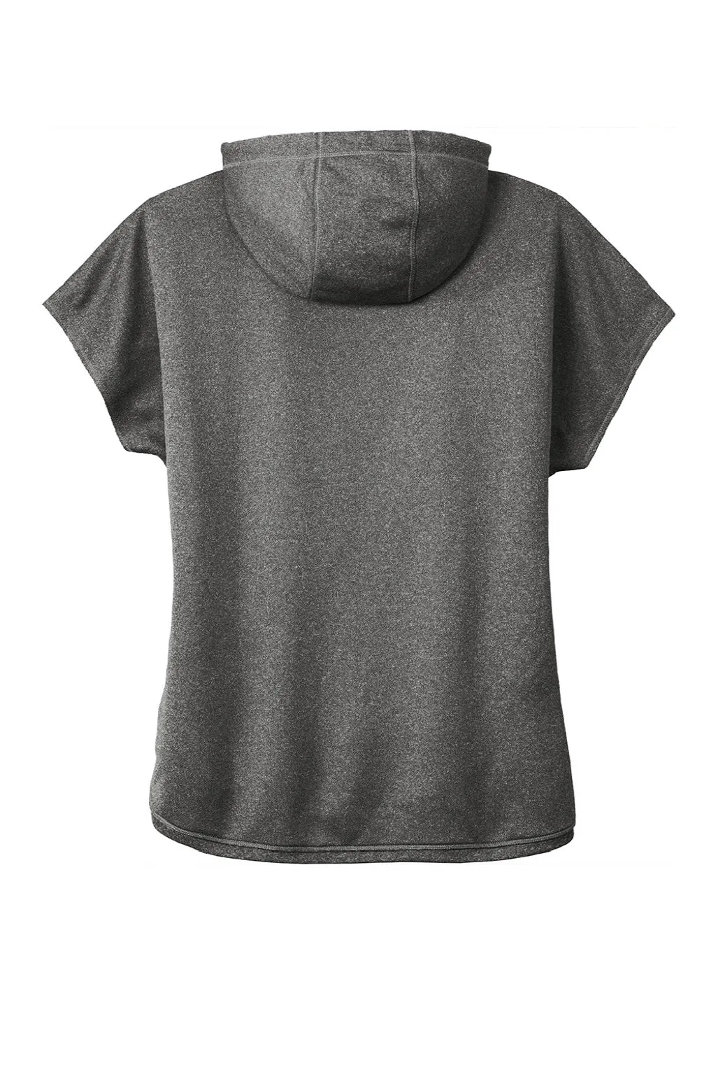 New Era Damen Performance Terry Kurzarm Kapuzenpullover Hoodie mit Beuteltasche - Heather Graphitgrau