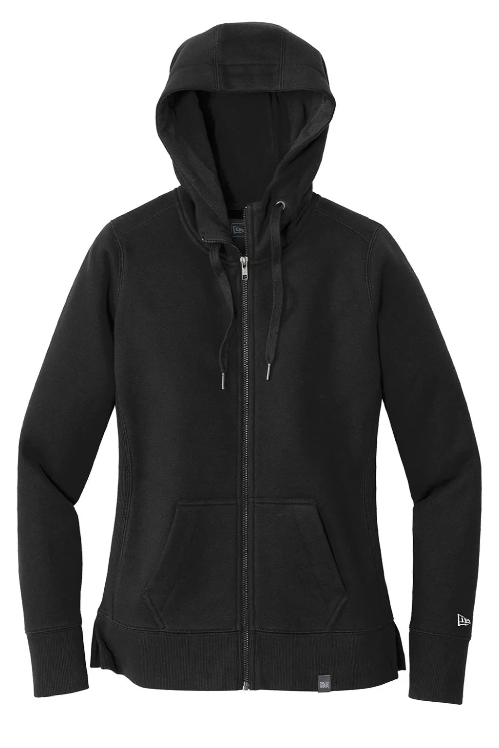 New Era Damen French Terry Kapuzenpullover mit Reißverschluss und Taschen - Schwarz