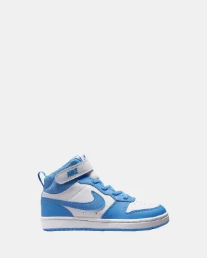 Nike Kinder Schuhe Court Borough Mid 2 Vorschule Weiß/Blau Beyond