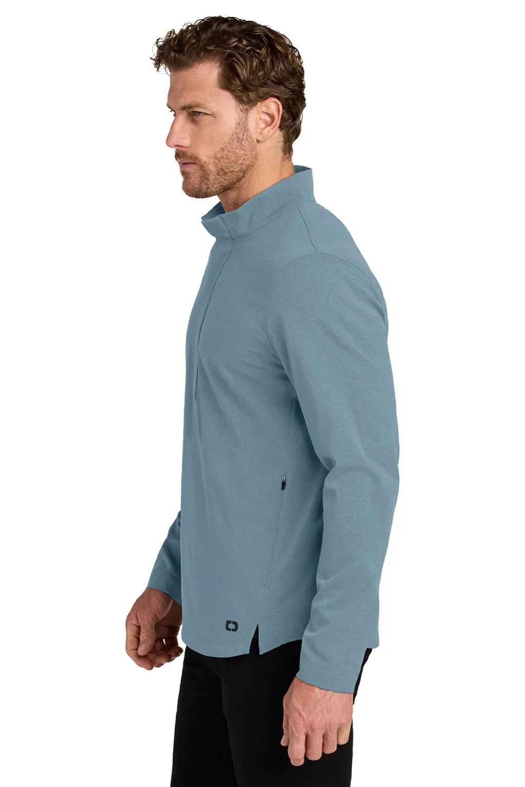 Ogio Herren Aspect Feuchtigkeitstransportierendes 1/4-Zip Sweatshirt mit Beuteltasche - Nebelblau