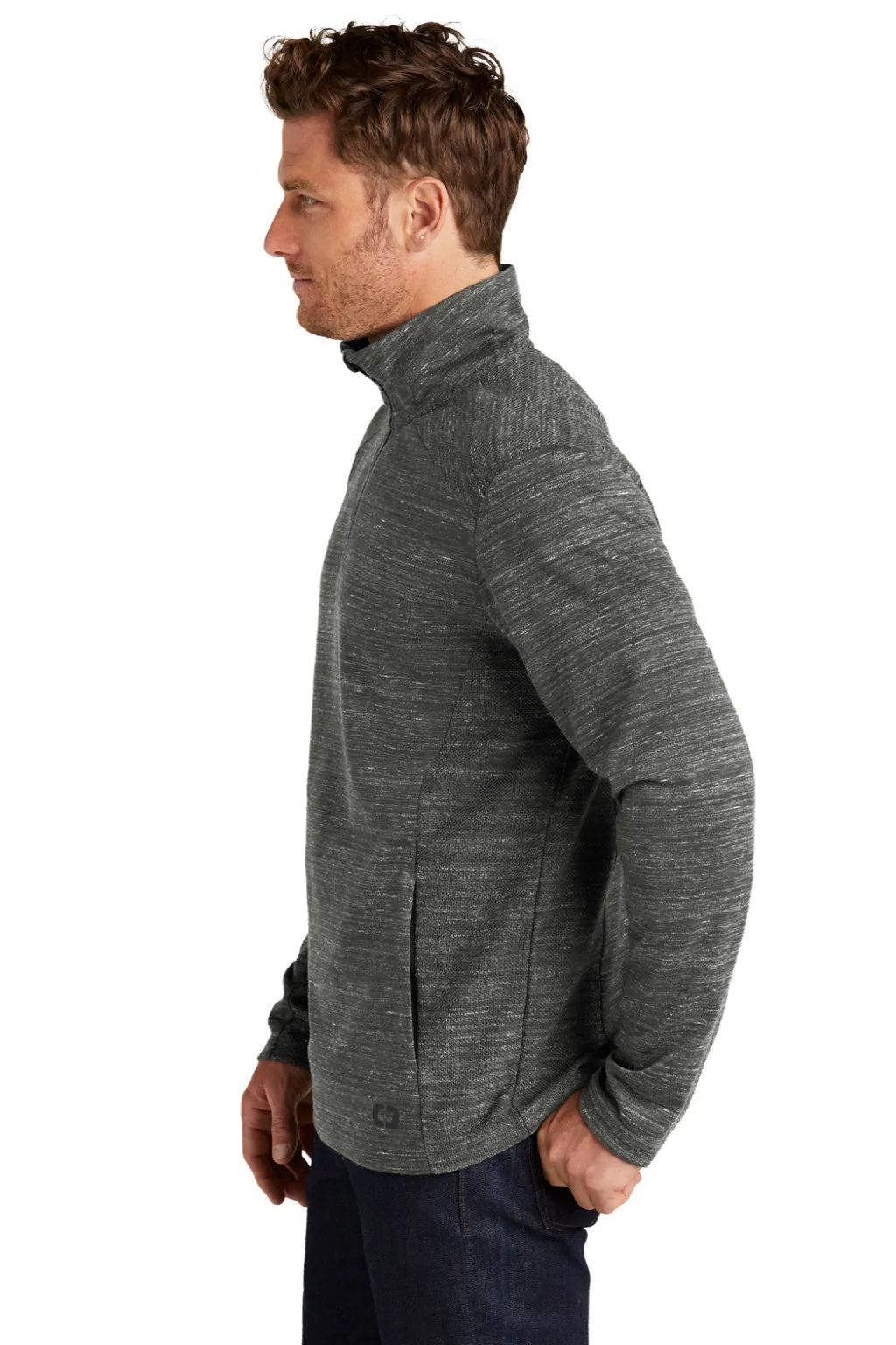 Ogio Herren Flux 1/4-Zip Sweatshirt mit Taschen - Heather Tarmac Grau