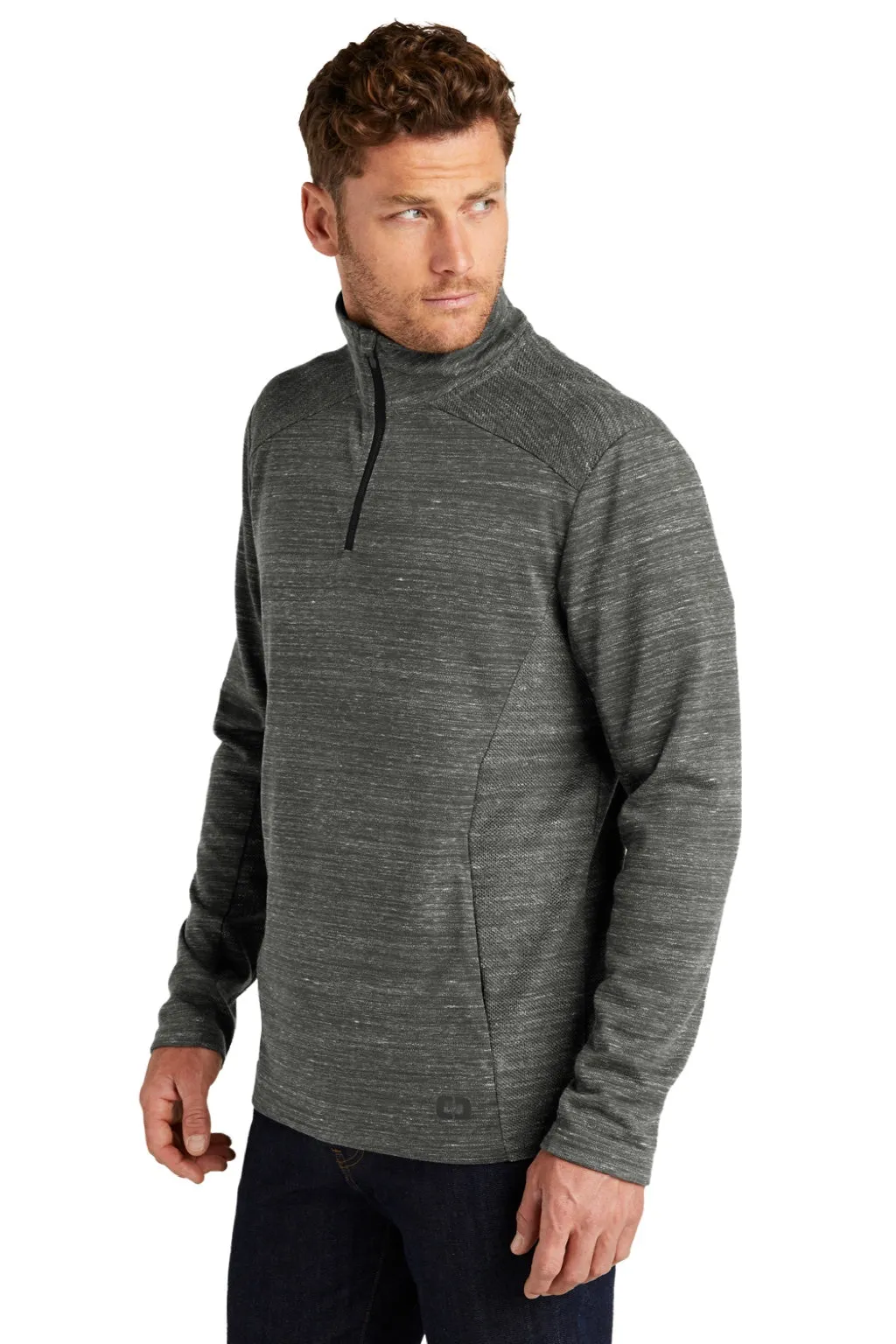 Ogio Herren Flux 1/4-Zip Sweatshirt mit Taschen - Heather Tarmac Grau