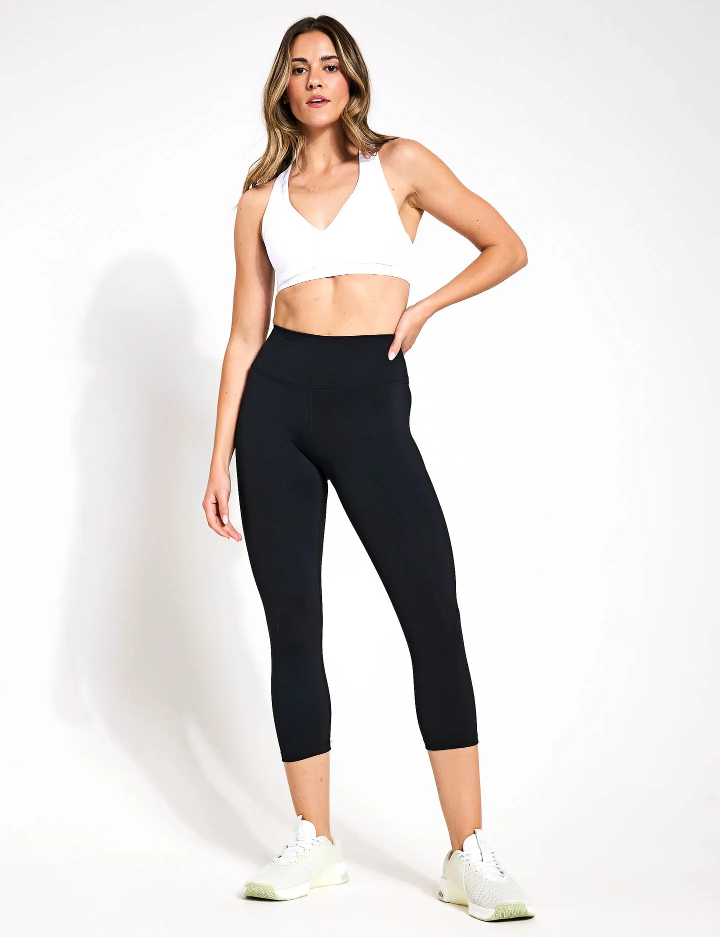 One High Waisted Crop Leggings - Schwarz
