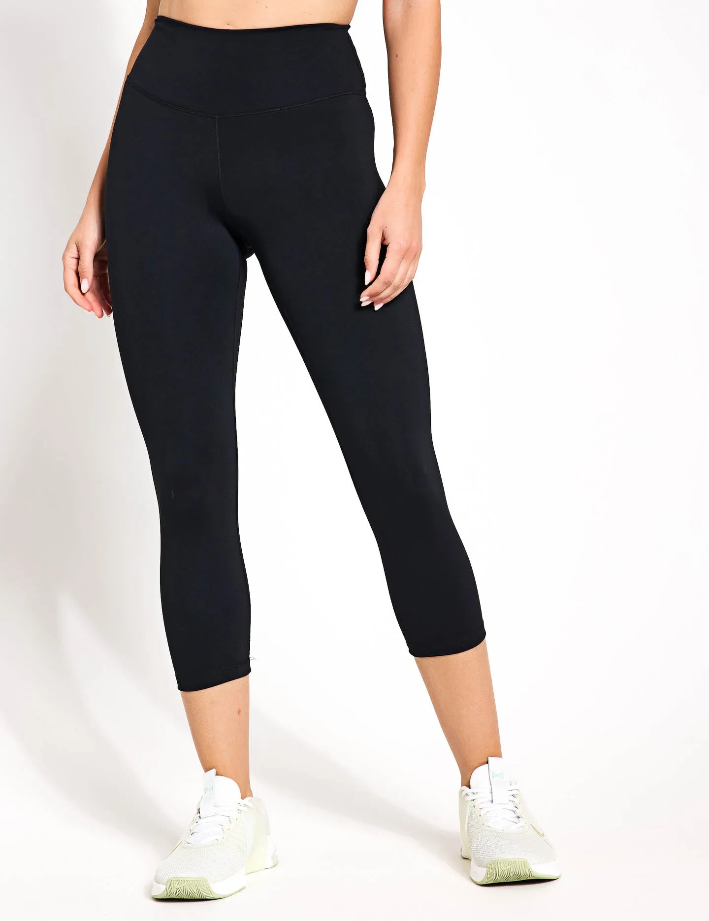 One High Waisted Crop Leggings - Schwarz