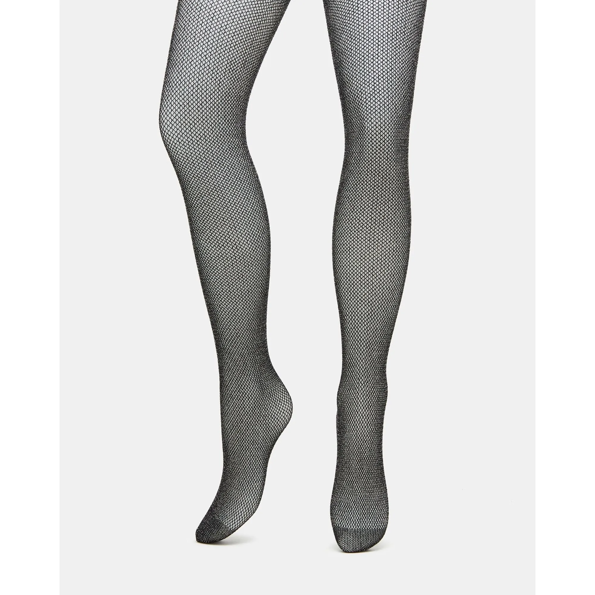 Offene Arbeit Lurex Strumpfhose Schwarz