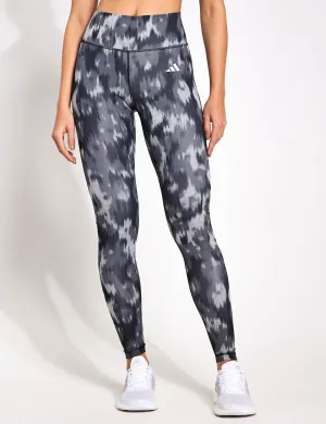 Optime Essentials Allover-Print Blumen-Tie-Dye-Leggings - Schwarz/Grau Fünf