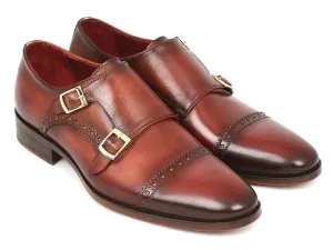 Paul Parkman Schuhe Paul Parkman Herren-Leder-Doppelmonkstraps in Kamel & Hellbraun