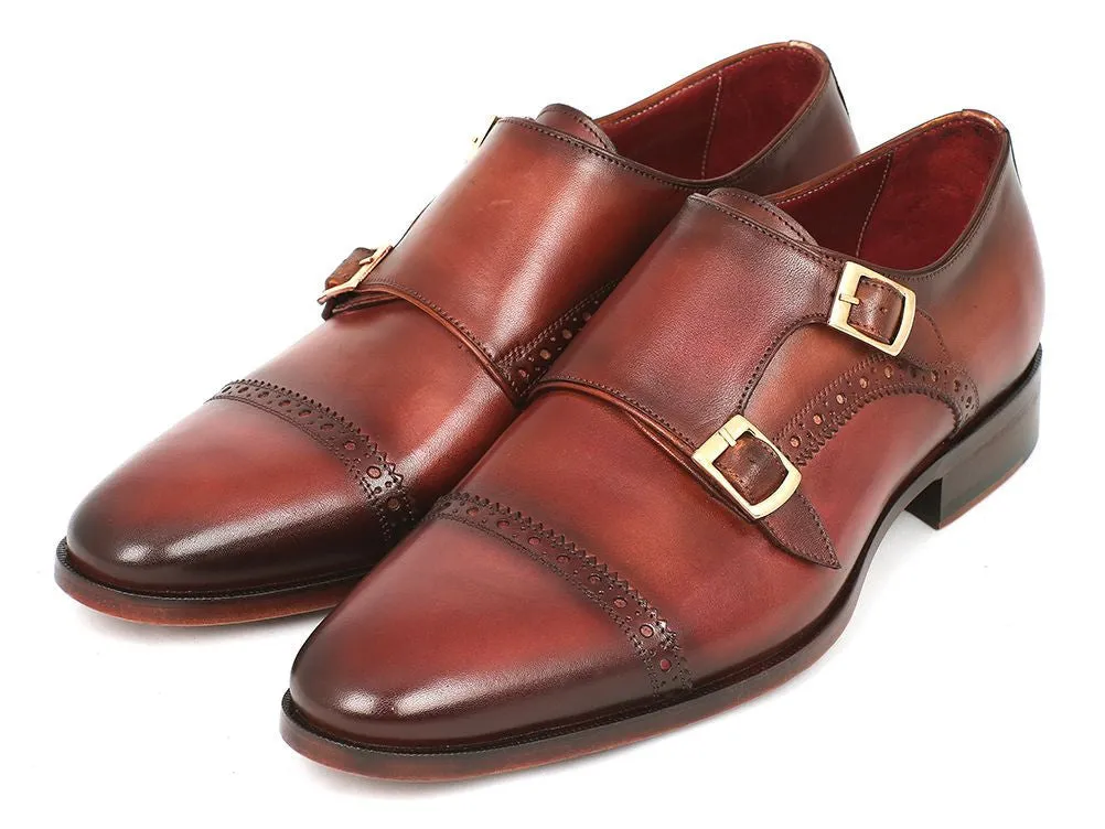 Paul Parkman Schuhe Paul Parkman Herren-Leder-Doppelmonkstraps in Kamel & Hellbraun