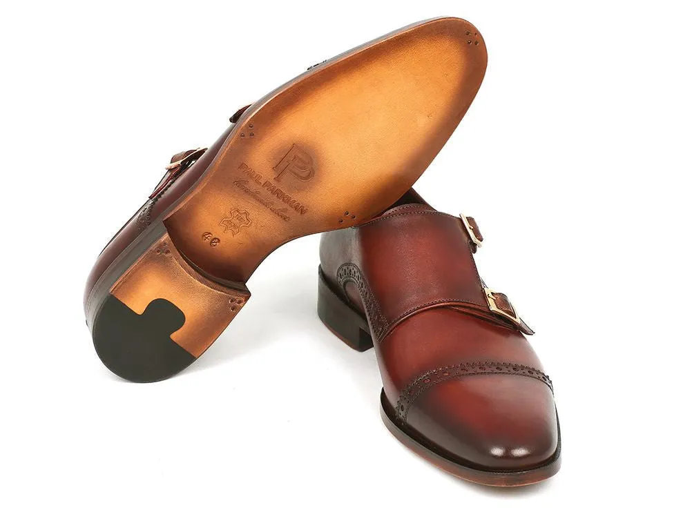 Paul Parkman Schuhe Paul Parkman Herren-Leder-Doppelmonkstraps in Kamel & Hellbraun
