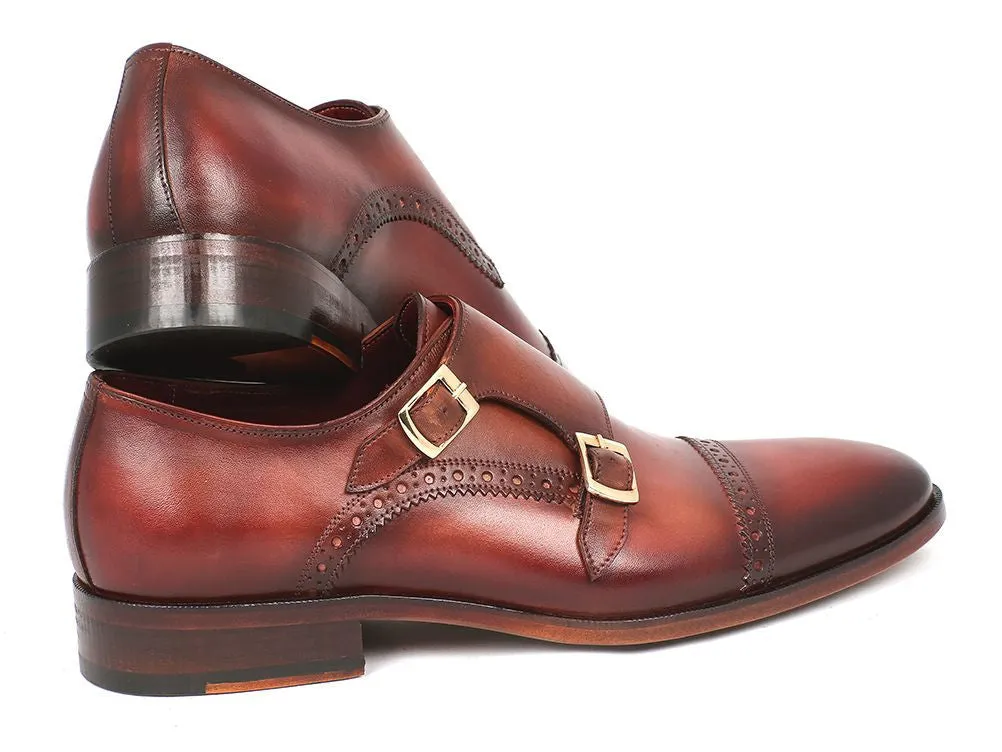 Paul Parkman Schuhe Paul Parkman Herren-Leder-Doppelmonkstraps in Kamel & Hellbraun