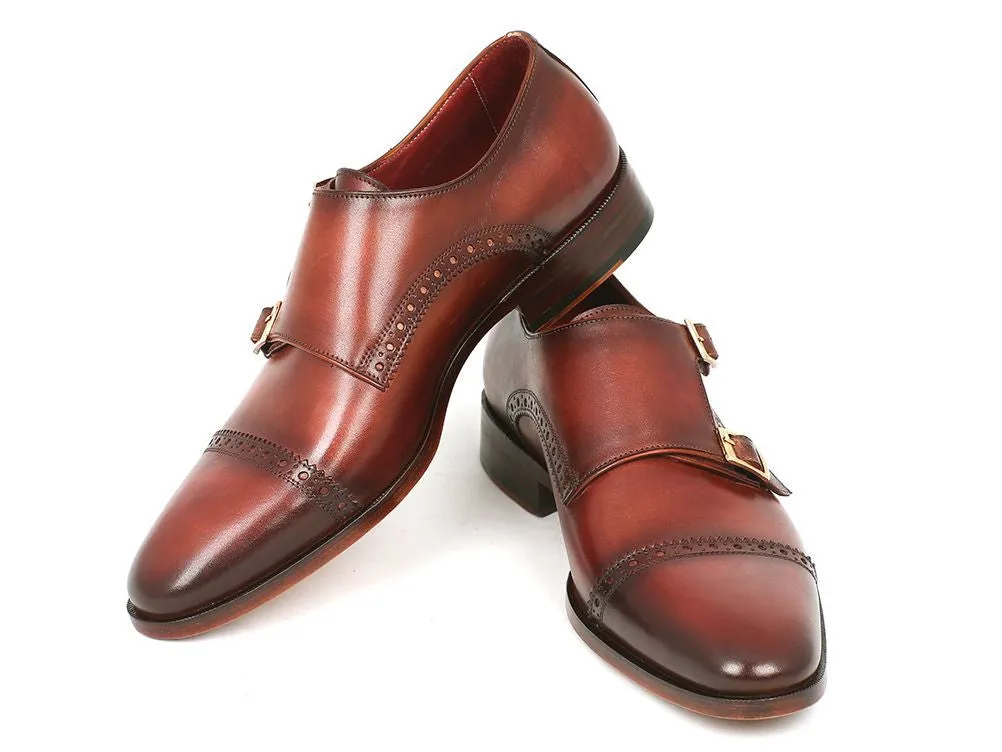 Paul Parkman Schuhe Paul Parkman Herren-Leder-Doppelmonkstraps in Kamel & Hellbraun