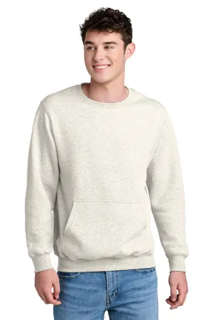 Port & Company Herren Core Fleece Crewneck Sweatshirt mit Beuteltasche - Heather Oatmeal