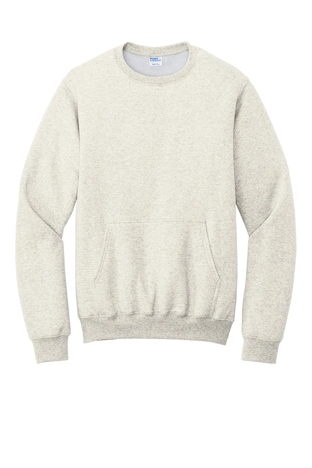 Port & Company Herren Core Fleece Crewneck Sweatshirt mit Beuteltasche - Heather Oatmeal