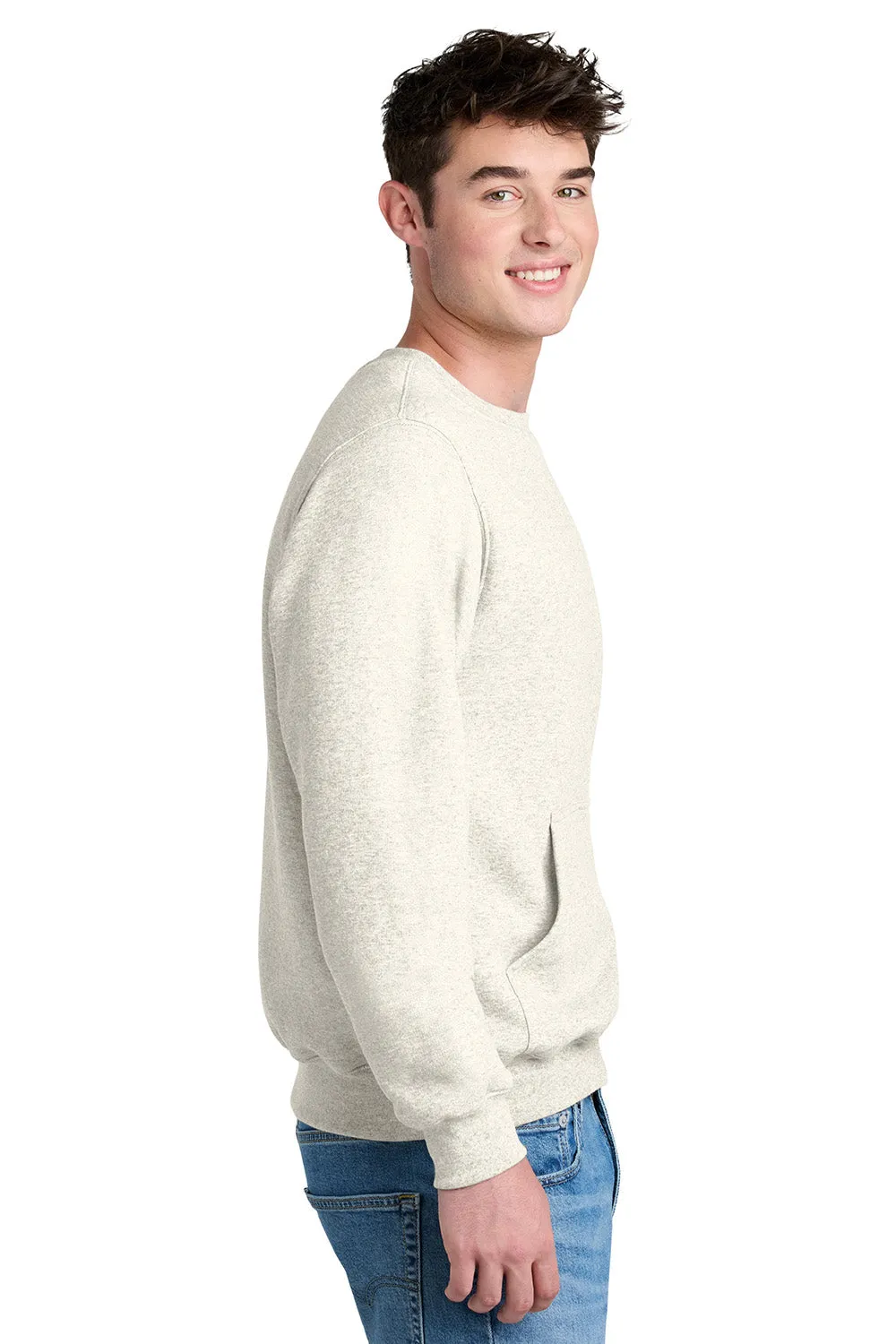 Port & Company Herren Core Fleece Crewneck Sweatshirt mit Beuteltasche - Heather Oatmeal