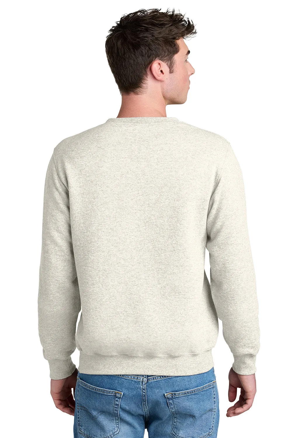 Port & Company Herren Core Fleece Crewneck Sweatshirt mit Beuteltasche - Heather Oatmeal