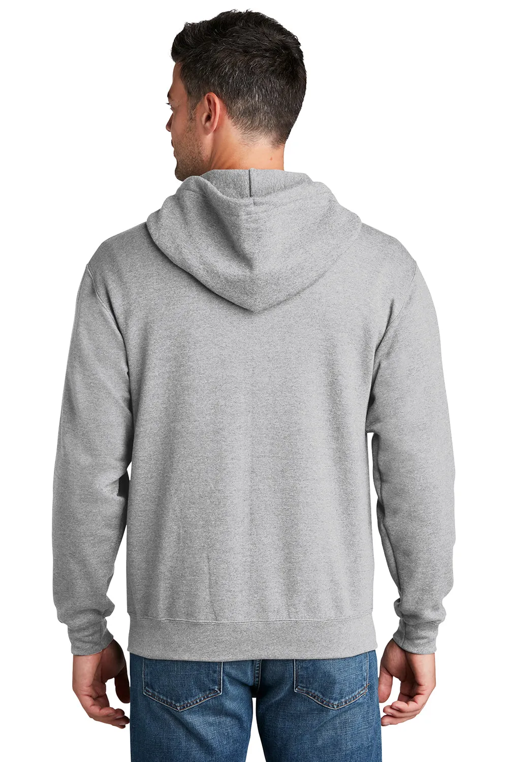 Port & Company Herren Core Pill Resistant Fleece Full Zip Kapuzenpullover Hoodie mit Taschen - Aschgrau