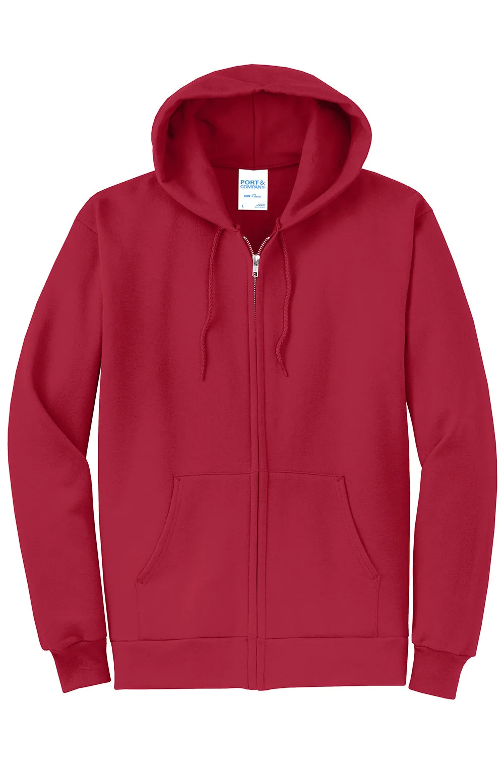 Port & Company Herren Core Pill Resistant Fleece Full-Zip Kapuzenpullover mit Taschen - Rot