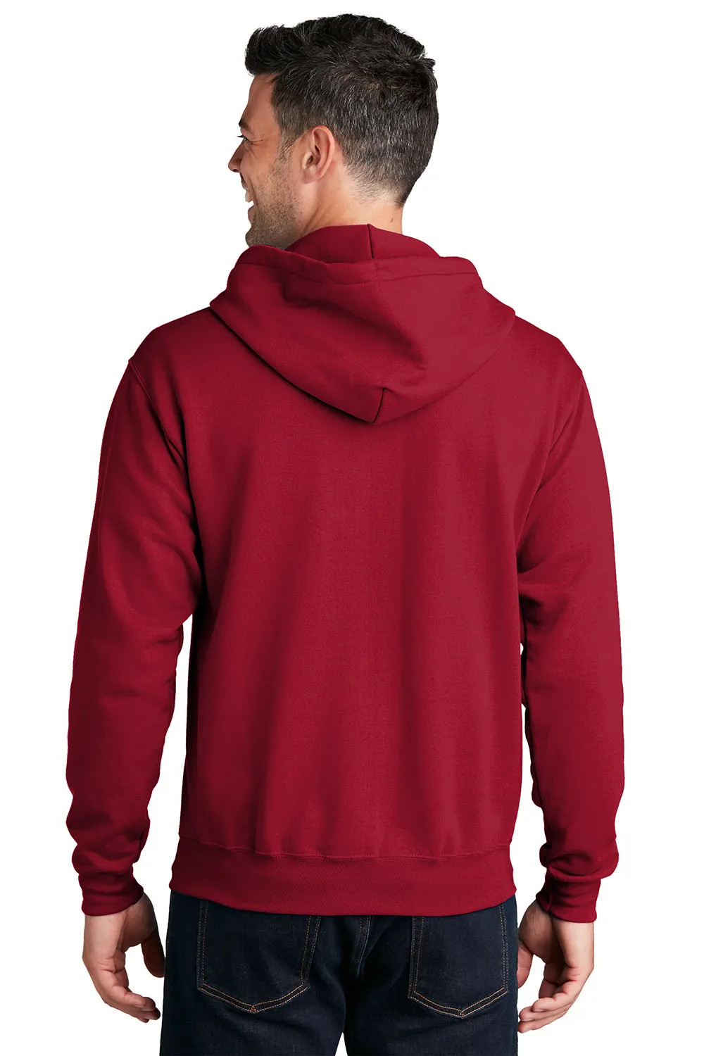 Port & Company Herren Core Pill Resistant Fleece Full-Zip Kapuzenpullover mit Taschen - Rot