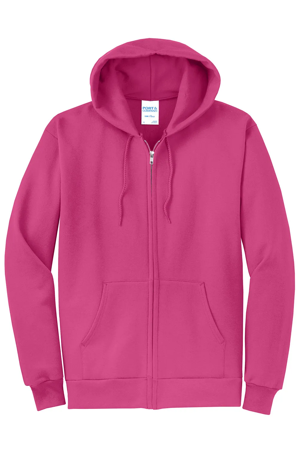 Port & Company Herren Core Pill Resistant Fleece Full-Zip Kapuzenpullover Hoodie mit Taschen - Sangria Pink