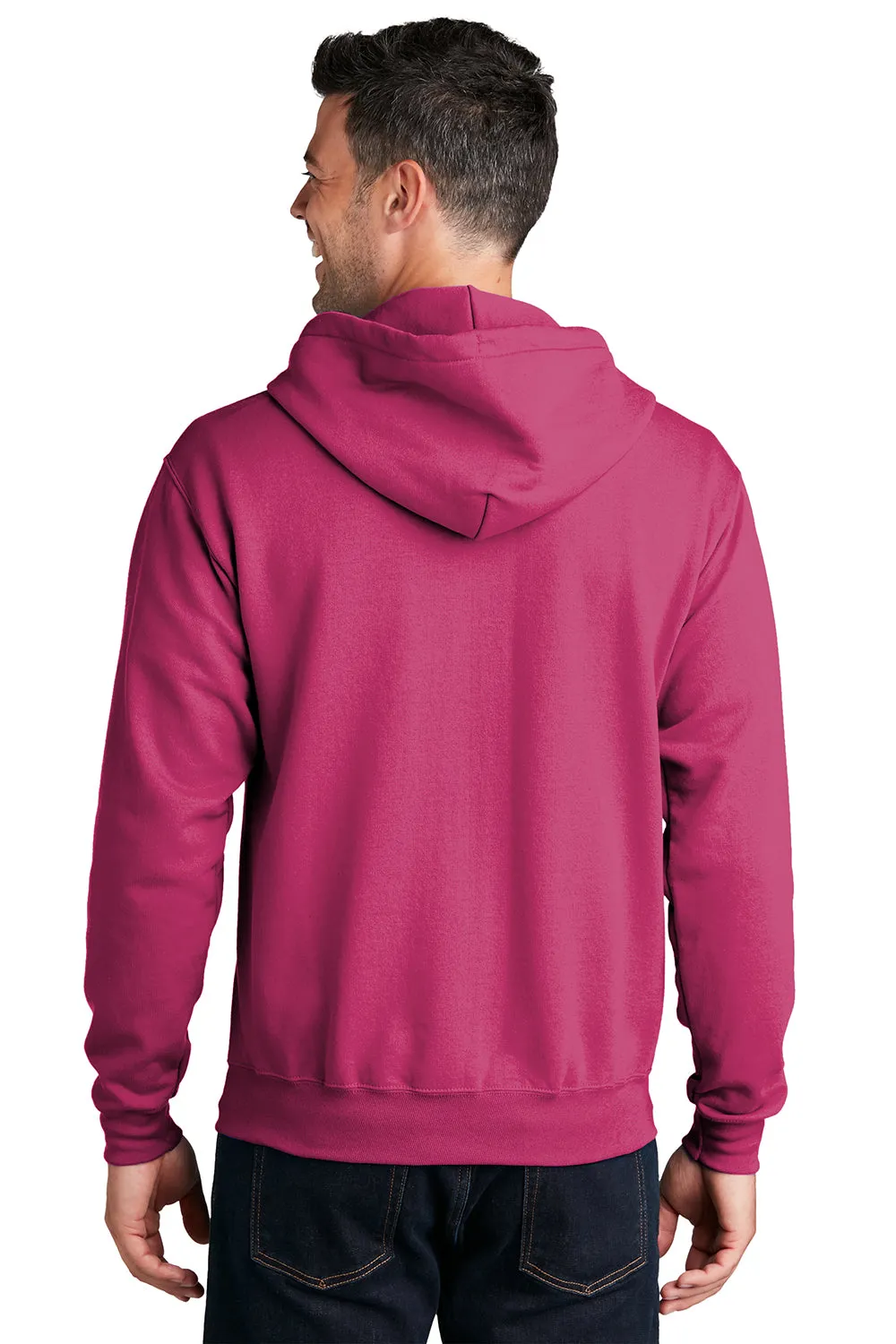 Port & Company Herren Core Pill Resistant Fleece Full-Zip Kapuzenpullover Hoodie mit Taschen - Sangria Pink