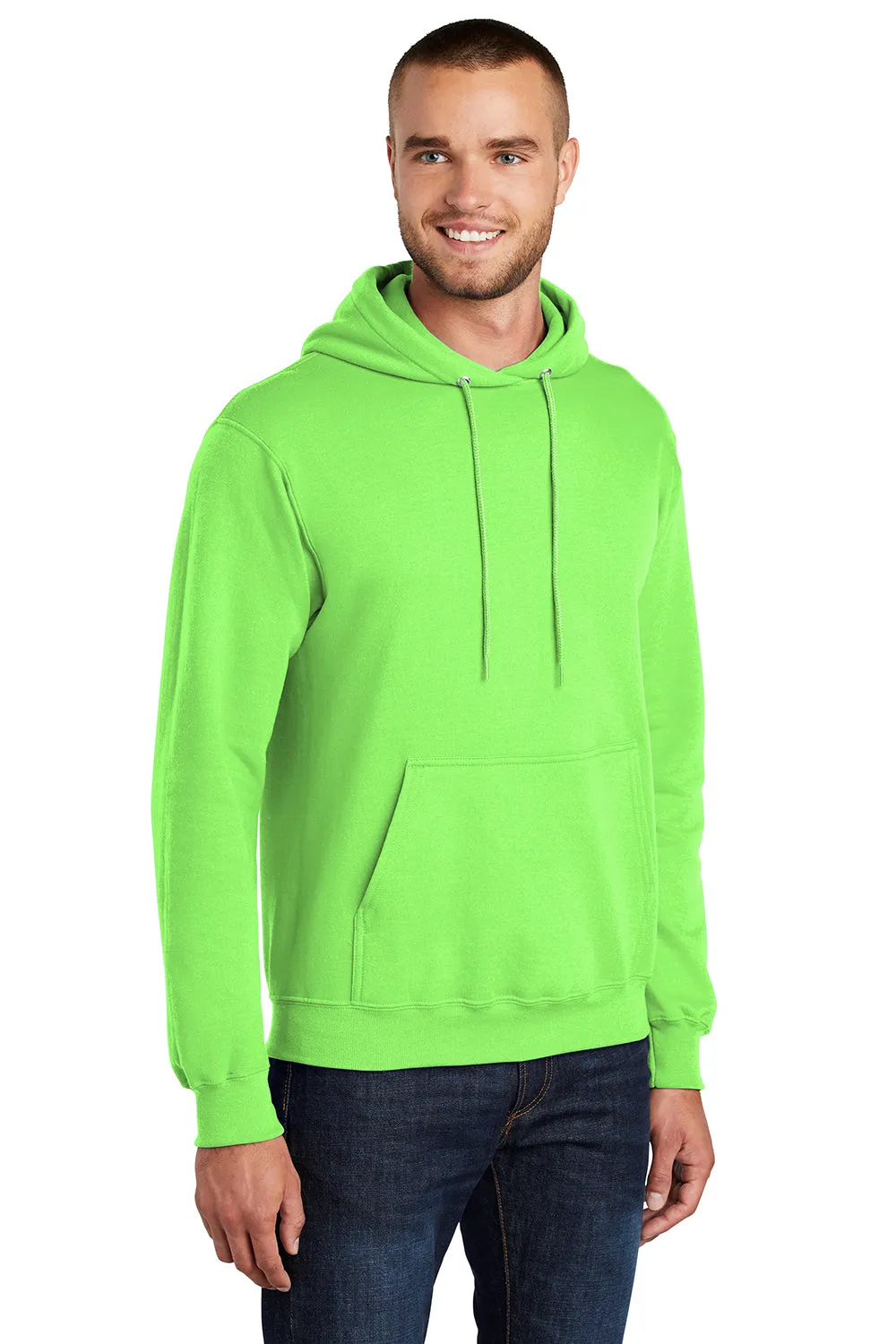 Port & Company Herren Core Pill Resistant Fleece Kapuzenpullover Hoodie mit Beuteltasche - Neon Grün